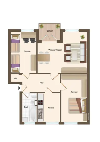 Zentrale, gepflegte und vermietete 3-Zimmer-Wohnung mit Balkon zentral in Lingen zu kaufen! Bild 10